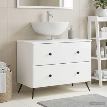 vidaXL Wastafel kabinet voor de badkamer BREDA Hoogglans Wit, Verzenden, Nieuw