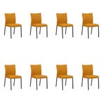 Set van 8 Leren eetkamerstoelen Basic - Toledo Leem, Ophalen of Verzenden, Nieuw, Leer, Eén