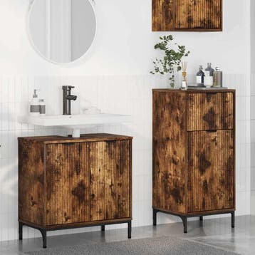 vidaXL Badkamermeubel Set 2 st Rook Eiken Samengesteld Hout, Verzenden, Nieuw