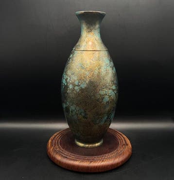 Takaoka Copperware - Blauwe bronzen vaas - door Hoko  -
