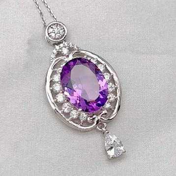 Zonder minimumprijs - Halsketting Zilver Amethist - 8,48 ct