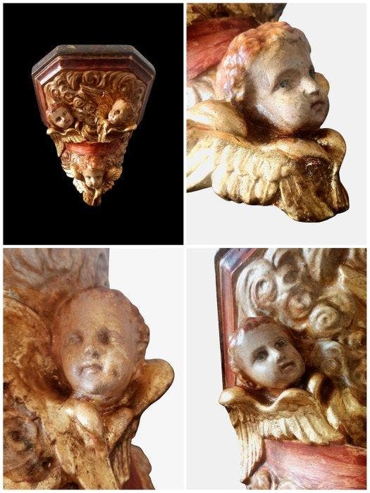 Wandrek - Glazuurgips - Putti - XIXe eeuw, Antiek en Kunst, Curiosa en Brocante