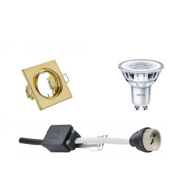4W LED Spot Set - Kantelbare Vierkante Inbouwspot Mat Goud,, Verzenden
