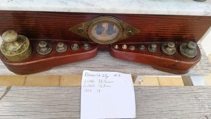 Échelle - Bois, Laiton, Marbre, Antiquités & Art, Antiquités | Autres Antiquités