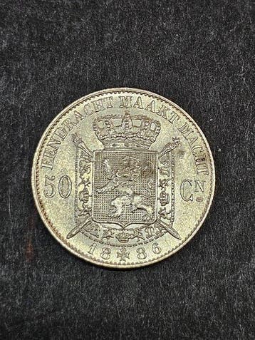België. Leopold II. 50 Cents 1886 Vlaams (Zonder