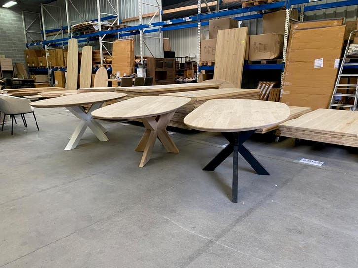 Aerts eiken, eettafel, organisch + spinpoot (A-keuze), Maison & Meubles, Tables | Tables à manger