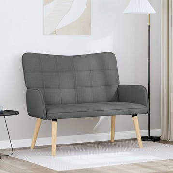 vidaXL 2-Zits Sofa Donkergrijs 115 x 61 x 87 cm Stof, Verzenden, Nieuw