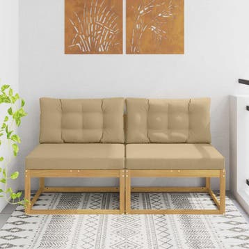 vidaXL 2 Stuk Buiten Midden Sofa Polyester Wit, Verzenden, Nieuw