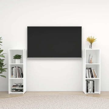 vidaXL Tv-meubelen 2 st 107x35x37 cm bewerkt houtwit, Verzenden, Nieuw