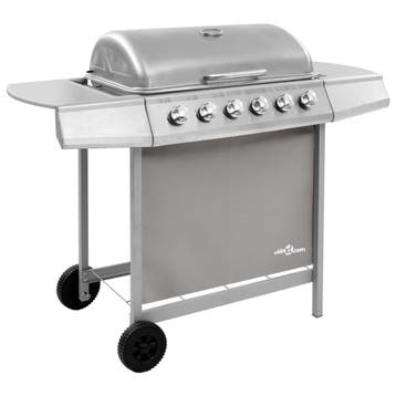 vidaXL Gasbarbecue met 6 branders zilverkleurig, Verzenden