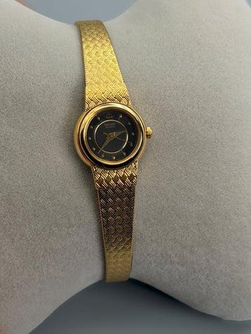 Seiko - Galaxy V401-0780 – Black Dial – Gold Woven Bracelet