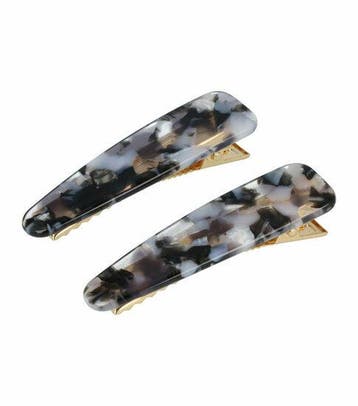 Haarspeld Duckklemmen 6cm – Marmerprint – Grijs Zwart – Set