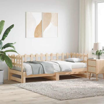 vidaXL Slaapbank uitschuifbaar massief grenenhout 2x(90x200), Verzenden