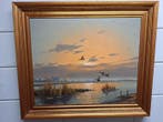 Gien Brouwer (1944) - Waterlandschap met Opvliegende Eenden, Antiquités & Art