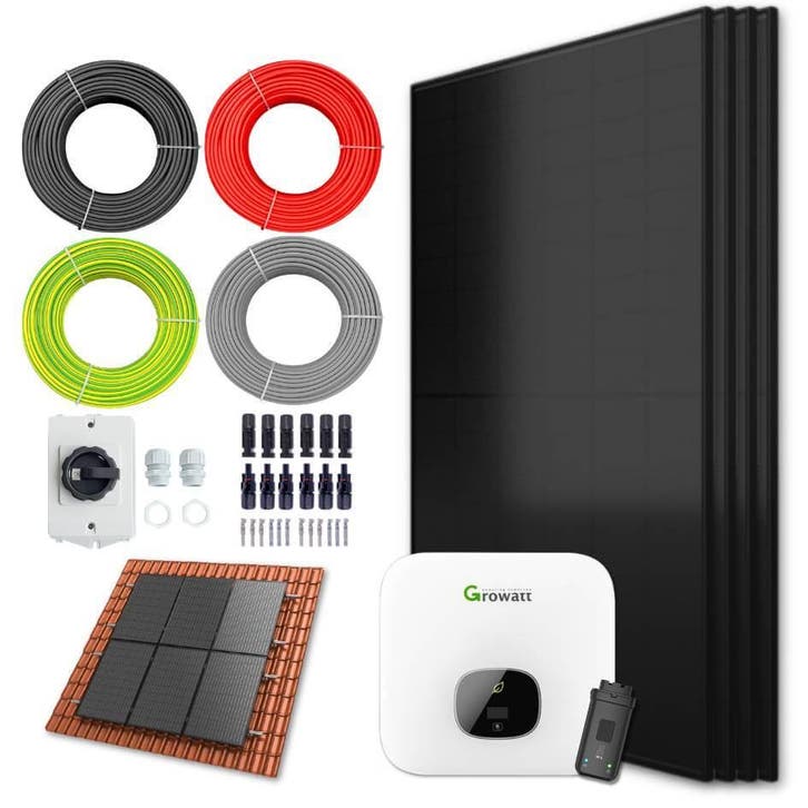 Zonnepanelen pakket voor schuindak - 1.7 kW - 4x 430, Doe-het-zelf en Bouw, Zonnepanelen en Toebehoren, Ophalen of Verzenden