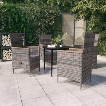 vidaXL 5-delige Tuinset met kussens grijs, Verzenden, Tuinset