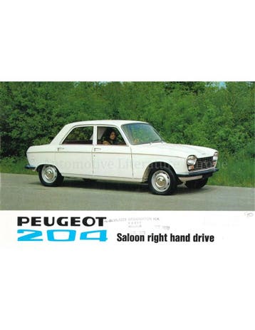 1970 PEUGEOT 204 SEDAN RECHTS GESTUURD LEAFLET ENGELS, Nieuw