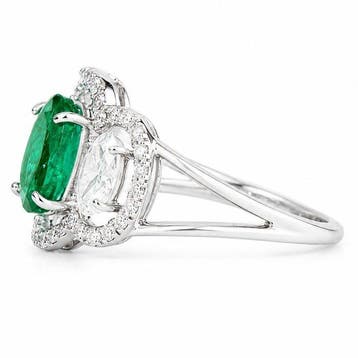 Statement ring - 14 karaat Witgoud - 1.84ct. tw. Smaragd -