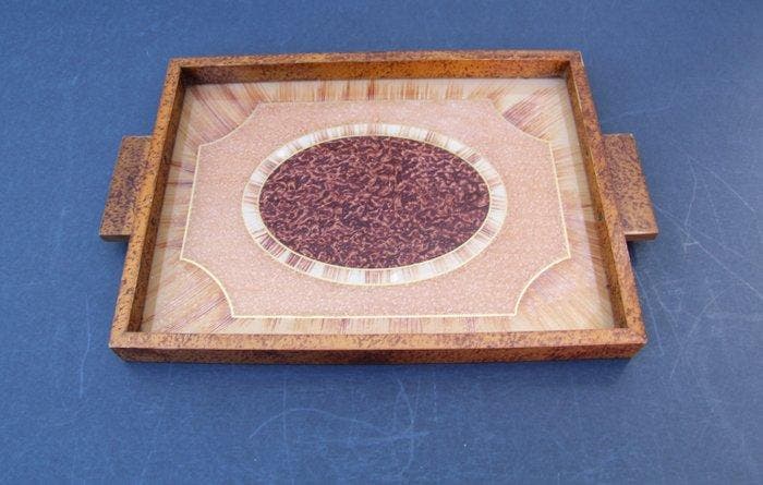 Plateau de service - Verre - Art Deco eglomisé, Antiek en Kunst, Kunst | Designobjecten