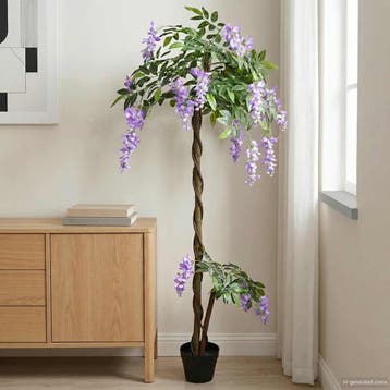 vidaXL Kunstmatige Bonenbloemenboom Paars 80 x 18 x 160 cm, Maison & Meubles, Plantes d'intérieur, Verzenden