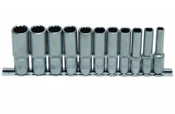 Bgs Technic Dopsleutel set, diep, 12-kant, 10 (3/8), 11 deli, Verzenden, Nieuw