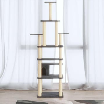 vidaXL Kattenkrabpaal met sisal krabpalen 183 cm donkergrijs, Verzenden, Nieuw