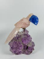 Pièce rare - Sculpture de Toekan – quartz rose, chalcedoine, Verzamelen