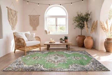 vert vintage - Tapis - 195 cm - 110 cm -  fait main