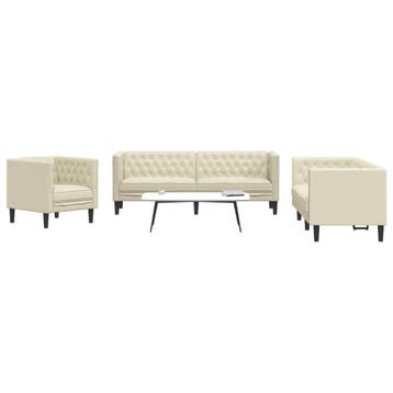 vidaXL 3-delige Loungeset Chesterfield-stijl kunstleer, Verzenden, Nieuw