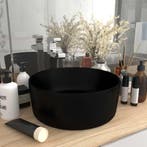 vidaXL Wastafel rond 40x15 cm keramiek matzwart, Verzenden