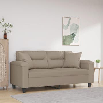 vidaXL Tweezitsbank met kussens 140 cm microvezelstof taupe, Verzenden, Nieuw