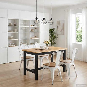 vidaXL Hoge Bartafel EKAI Zwart 112 x 70 x 91 cm Massief, Maison & Meubles, Tables | Tables à manger, Verzenden