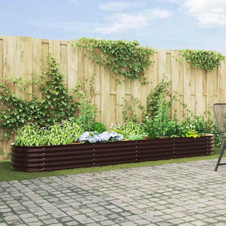 vidaXL Verhoogd bed Bruin 400 x 80 x 44 cm Staal, Tuin en Terras, Bloempotten, Nieuw, Verzenden