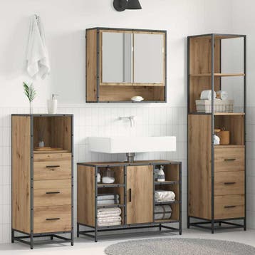 vidaXL Badkamermeubel Set 4 st Artisan Eiken 80 x 33 x 60 cm, Verzenden, Nieuw