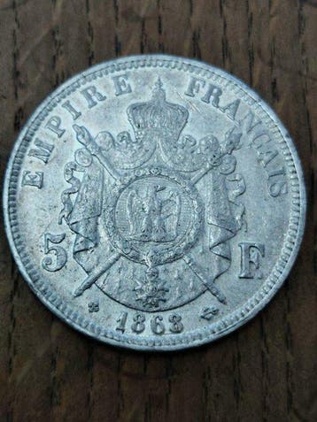 Frankrijk. Napoléon III. 5 Francs 1868-BB, Strasbourg