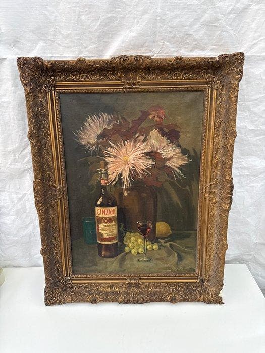W.A. Klopman (XX) - Stilleven met Cinzano, Antiek en Kunst, Kunst | Schilderijen | Klassiek