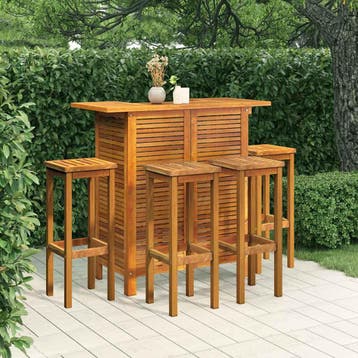 vidaXL 5-delige Tuinbarset massief acaciahout, Tuin en Terras, Tuinsets en Loungesets, Verzenden, Nieuw