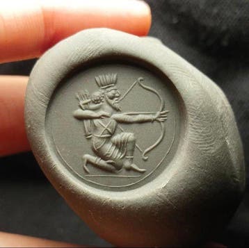 Replica van oud-Sassanidische carneool, hardsteen. Intaglio