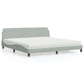 vidaXL Bed met matras Dover fluweel lichtgrijs 200x200 cm, Verzenden, Nieuw