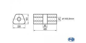 FOX Uni-geluiddemper trapeziumvormig zonder mof met kamer -, Verzenden, Nieuw