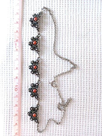 Sans prix de réserve - Collier ras du cou Argent Corail