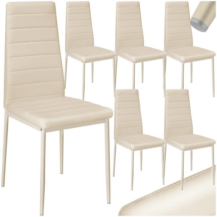 Eetkamerstoelen, kunstleer - beige, Set van 6, Maison & Meubles, Chaises, Envoi