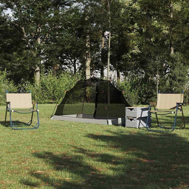 vidaXL Tent met dak met opslag Grijs en Zwart 236 x 108 x, Caravanes & Camping, Tentes, Envoi