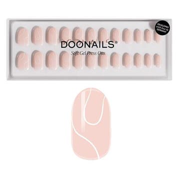 Doonails - Soft Gel Press Ons - White Swirl Medium Round, Verzenden, Nieuw