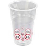 Bekers 65 Jaar Verkeersbord Plastic 350ml 8st, Verzenden, Nieuw
