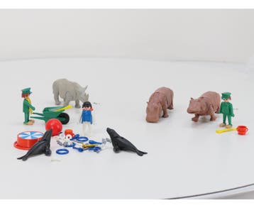 Playmobil 3516, 3547, 3518 Dierentuin Set met Neushoorn,..., Ophalen of Verzenden, Gebruikt