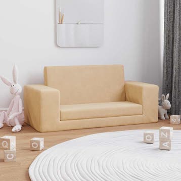 vidaXL Kinderslaapbank 2-zits zacht pluche crèmekleurig, Kinderen en Baby's, Kinderkamer | Overige Meubels, Verzenden, Nieuw