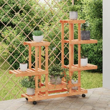 vidaXL Plantenstandaard met wielen 95x25x101 cm massief, Tuin en Terras, Verzenden, Nieuw