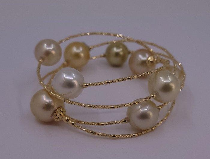 Armband - 18 karaat Geel goud, 10×11 mm gouden Zuidzee, Handtassen en Accessoires, Armbanden