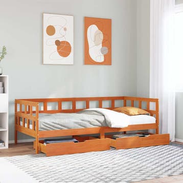 vidaXL Slaapbank met lades zonder matras 90x200 cm hout, Verzenden, Nieuw